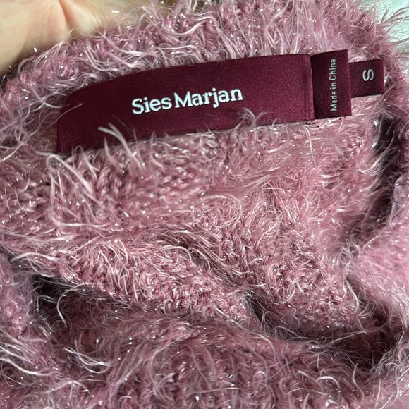 Sies Marjan S Wool Blend Sweater Pink Tinsel Ribbed Scoop Neck Sparkly Fuzzy - Picture 2 of 3